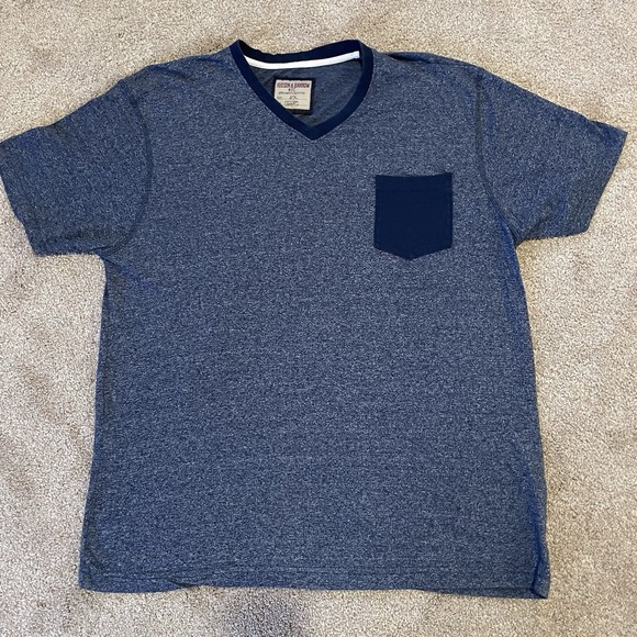 Hudson & Barrow NYC T‎ Shirt Men's 2X Heather Blue V Neck T-Shirt Comfortable - Picture 1 of 10